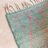 Tapis berbère Beni Ouarain turquoise et rose 100% laine de mouton - 143cm / 97cm