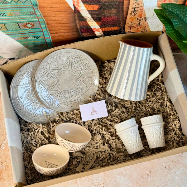 Coffret cadeau artisanal Amelal Tizwelt gris