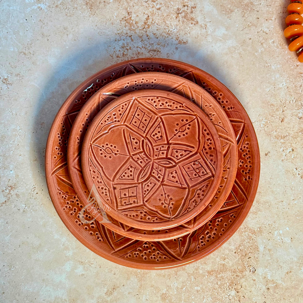 Set 3 assiettes en céramique artisanale Tizwelt Terracota