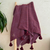 Plaid artisanal uni à pompon bordeaux 2,80m x 2,00m