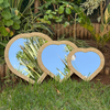 Miroir artisanal Tayri en forme de cœur – Cadre en raphia naturel (3 tailles)