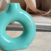 Vase Tafoukt texturé vernis turquoise