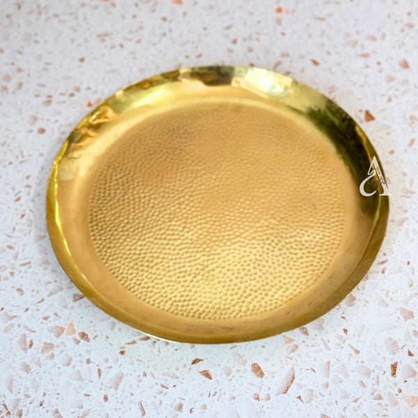 Plateau artisanale martelée en laiton doré petit