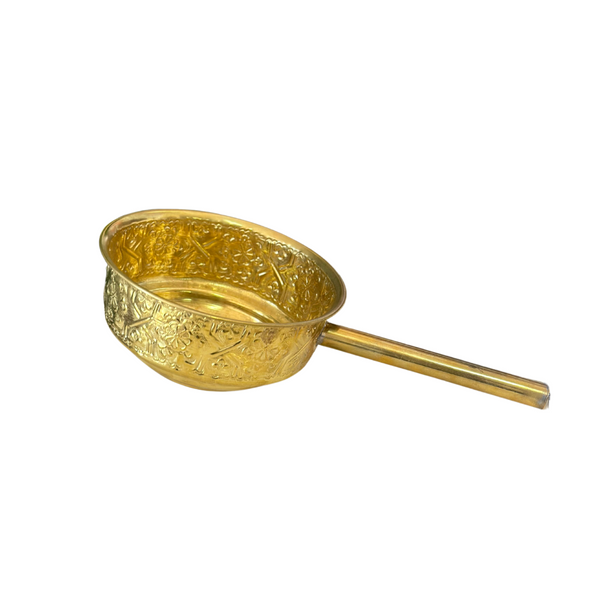 Tassa Hammam doréé en cuivre 15cm avec manche - Ajbir