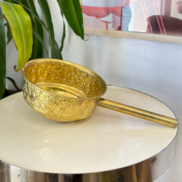 Tassa Hammam doréé en cuivre 15cm avec manche - Ajbir