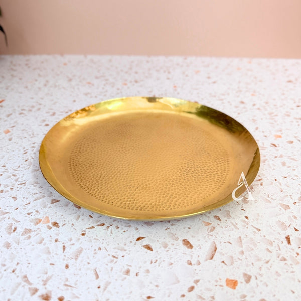 Plateau artisanale martelée en laiton doré petit