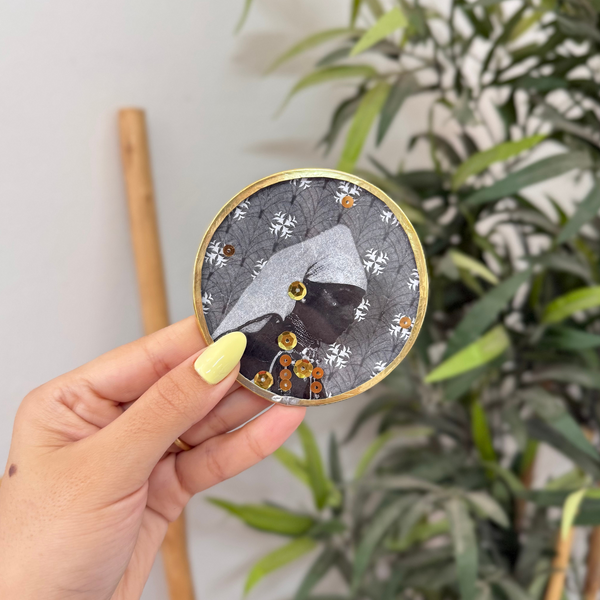 Sous tasse Hennou gris à paillettes