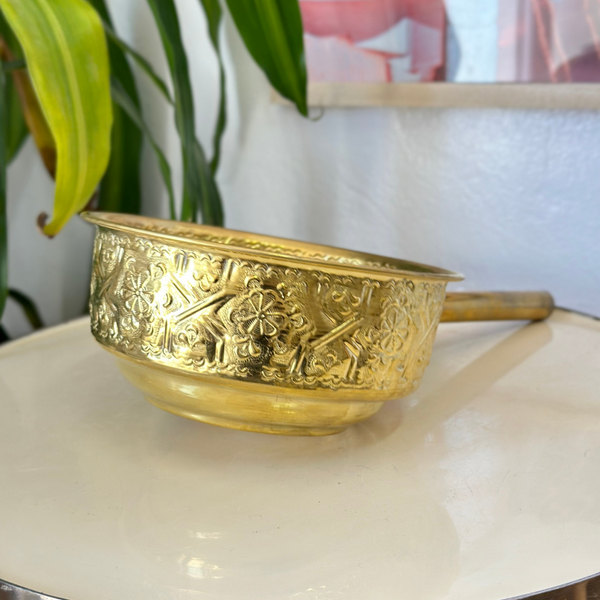 Tassa Hammam doréé en cuivre 15cm avec manche - Ajbir