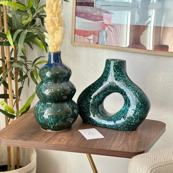 Vase artisanal Medina bleu moucheté