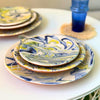 Set de 3 Assiettes Artisanales Marbrées Jaune et Bleue