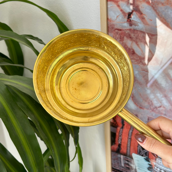 Tassa Hammam doréé en cuivre 15cm avec manche - Ajbir