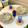 Set de 3 Assiettes Artisanales Marbrées Jaune et Bleue
