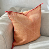 Grande housse de coussin artisanale Sabra (soie de cactus) saumon uni