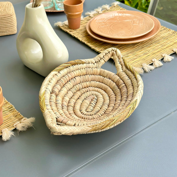 Panier à anses artisanal berbère Talount beige