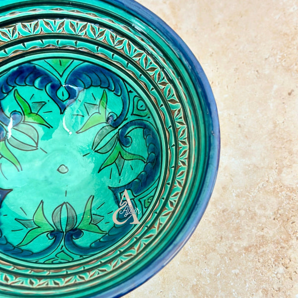 Grand Saladier Artisanal aux Motifs Nakch Marocain