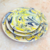 Set de 3 Assiettes Artisanales Marbrées Jaune et Bleue
