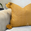 Housse de Coussin artisanale à pompons Jaune moutarde