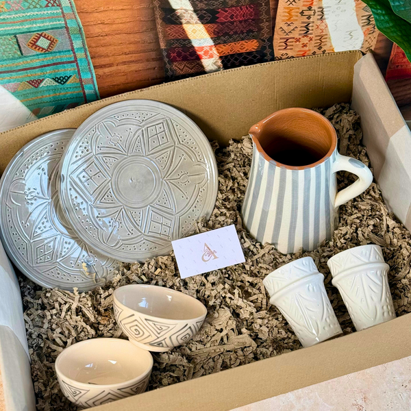 Coffret cadeau artisanal Amelal Tizwelt gris