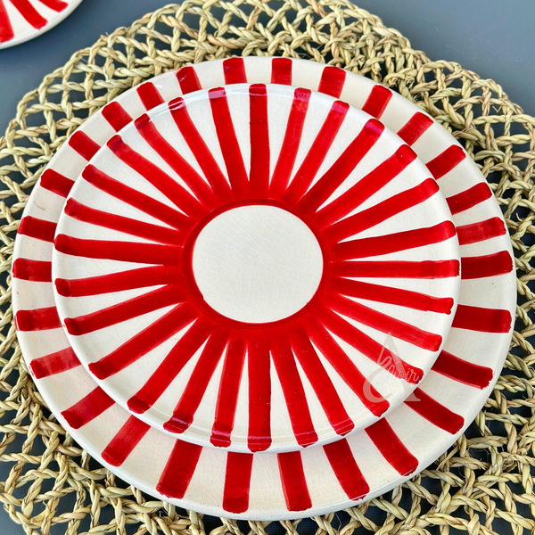 Set de 3 assiettes Tafoukt Rouge rayé