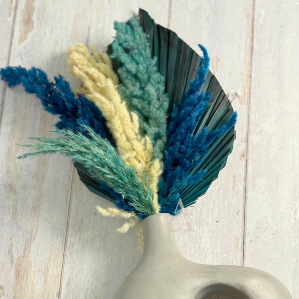 Bouquet plantes séchées turquoise