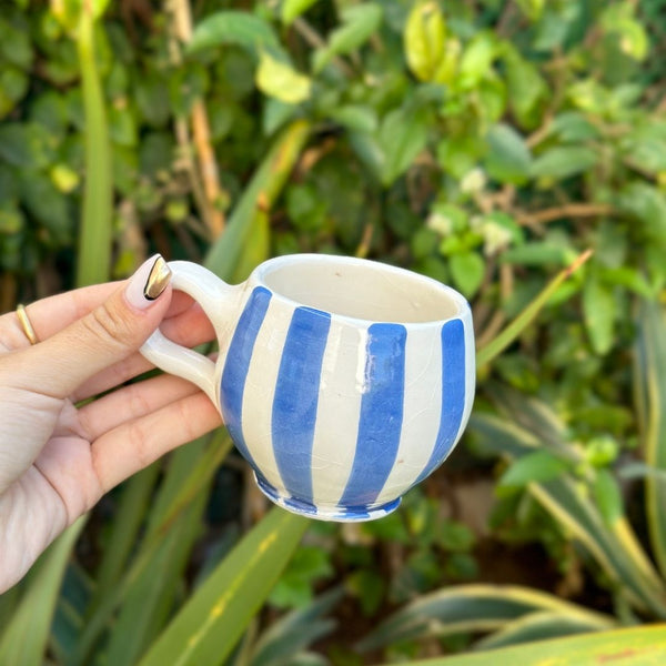 Tasse à café rayée bleu roi - Ajbir