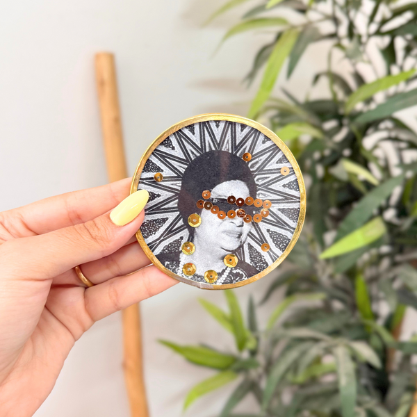 Sous tasse Oum noir à paillettes