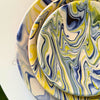 Set de 3 Assiettes Artisanales Marbrées Jaune et Bleue