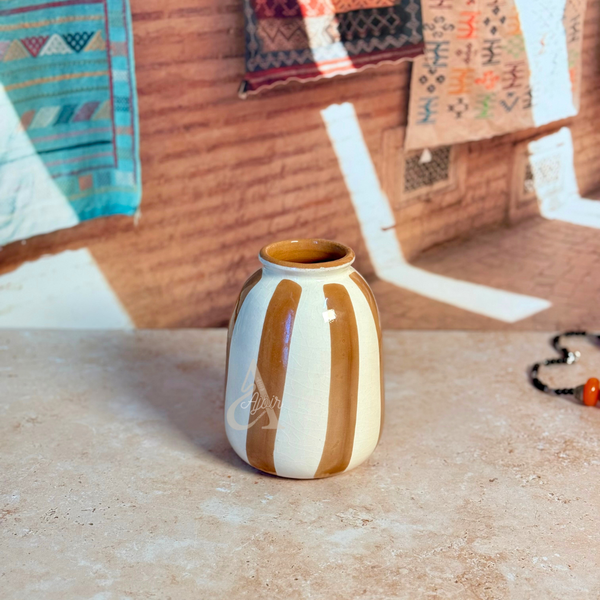 Vase Afer Rayé Crème et Marron Clair