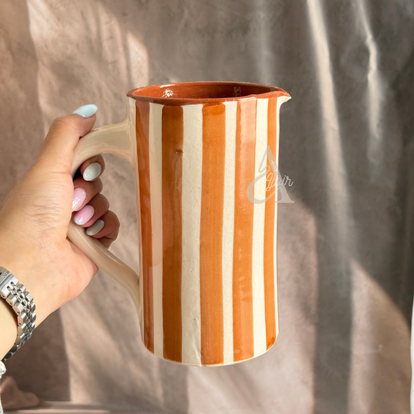 Carafe rayée crème et terracota Anzar