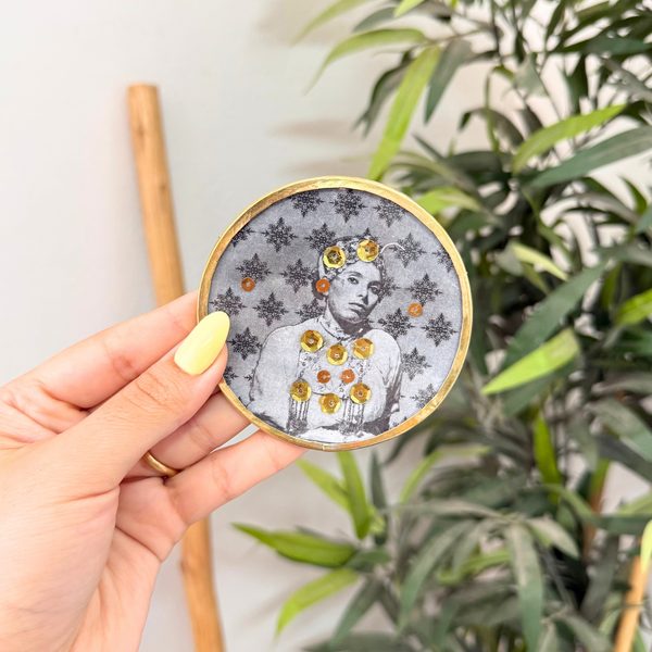 Sous tasse Tadda gris à paillettes