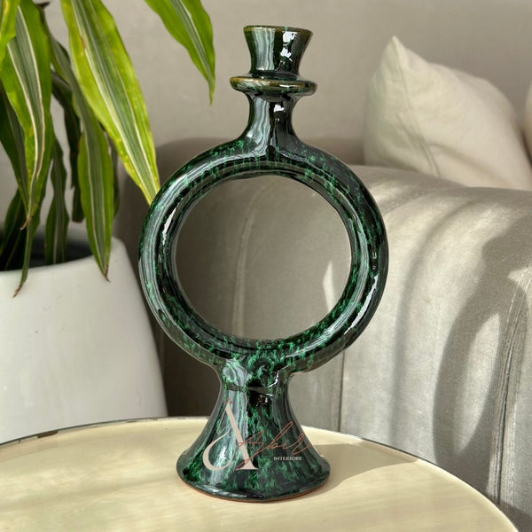 Porte bougie vert moucheté - Ajbir