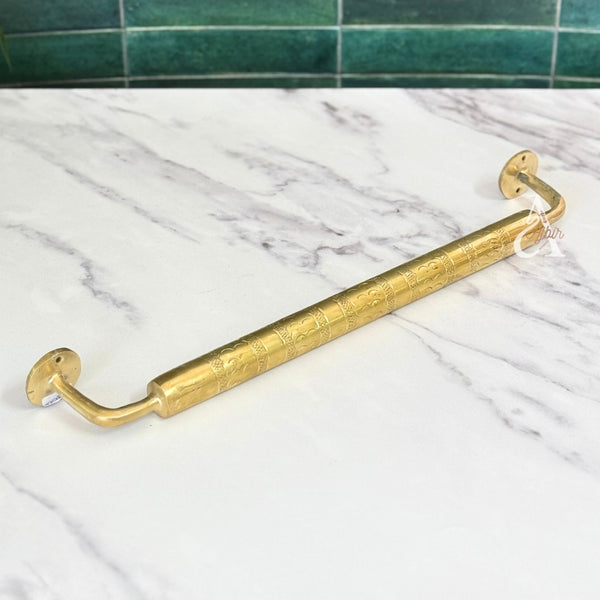 Barre Porte Serviettes en laiton doré gravé Grande