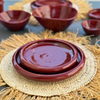 Set de 3 assiettes Amur en céramique artisanale Bordeaux