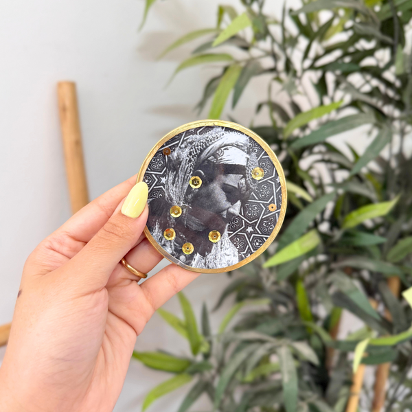 Sous tasse Hazza noir à paillettes