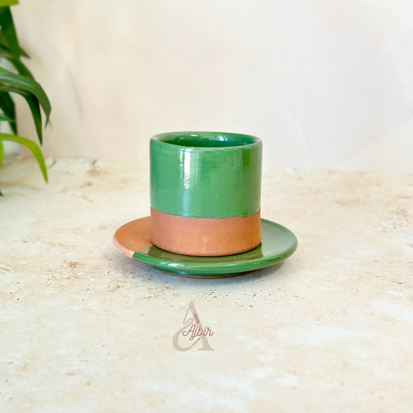 Tasse à café avec sous tasse bicolore