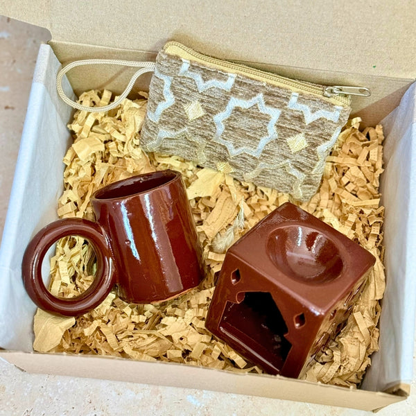 Coffret cadeau artisanal mini zellige marron