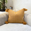 Housse de Coussin artisanale à pompons Jaune moutarde