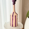 Vase artisanal bouteille mauve rayé
