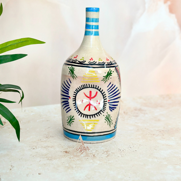 Vase bouteille amazigh turquoise