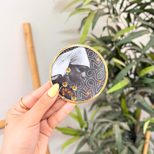 Sous tasse Tislit noir à paillettes