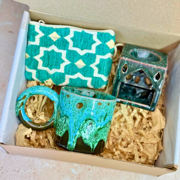 Coffret cadeau artisanal mini zellige turquoise