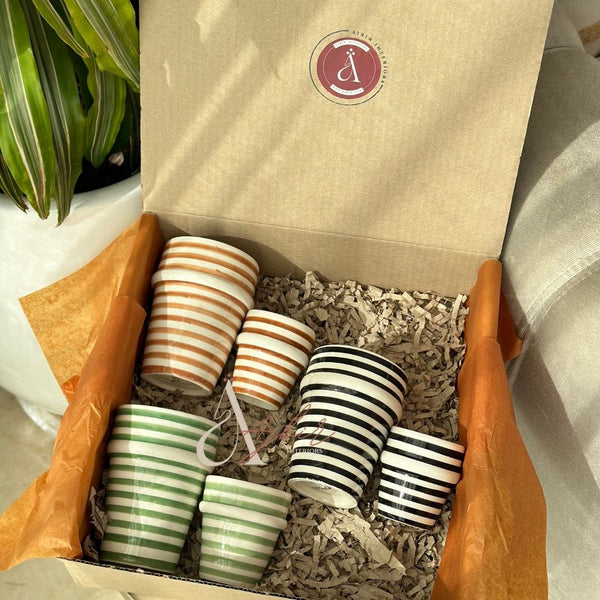 Tasse à café beldi rayée noir - Ajbir