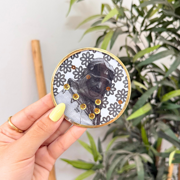 Sous tasse Izza noir à paillettes