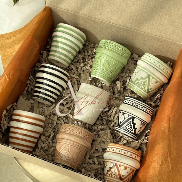 Tasse à café beldi rayée verte - Ajbir