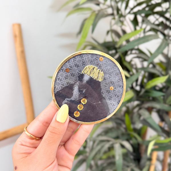 Sous tasse Adal noir à paillettes