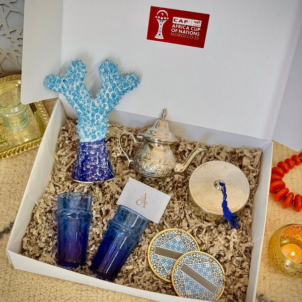 Coffret Cadeau Botswana – Bleu & Art de Thé | Édition CAF 2025