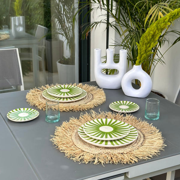 Service assiettes Tafoukt vert clair (12 pièces) - Ajbir