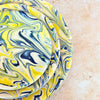 Set de 3 Assiettes Artisanales Marbrées Jaune et Bleue
