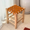 Tabouret traditionnel en bois et cuir