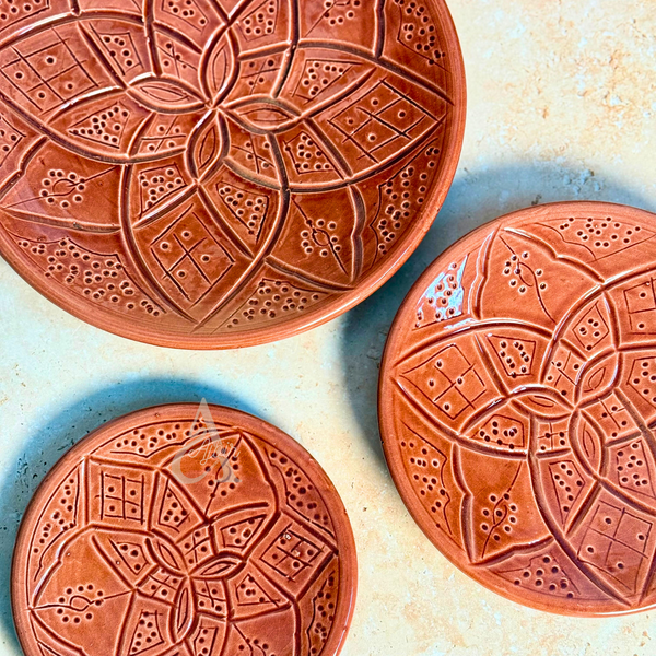 Set 3 assiettes en céramique artisanale Tizwelt Terracota